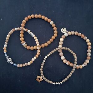 Earthy Tones Beaded Bracelet Set